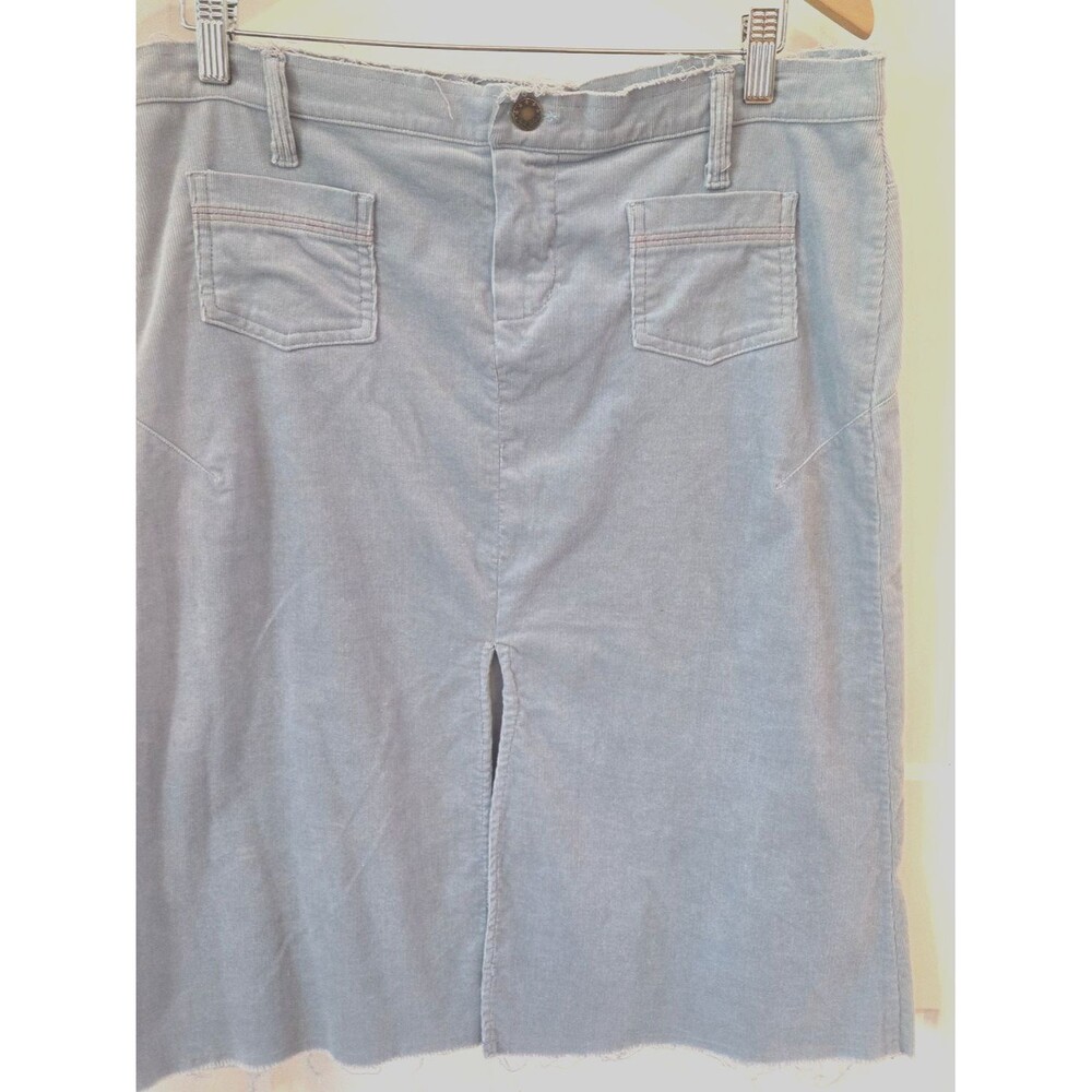 Velvet by Graham & Spencer Corduroy Skirt Blue Raw Hem Knee Length Coastal 10